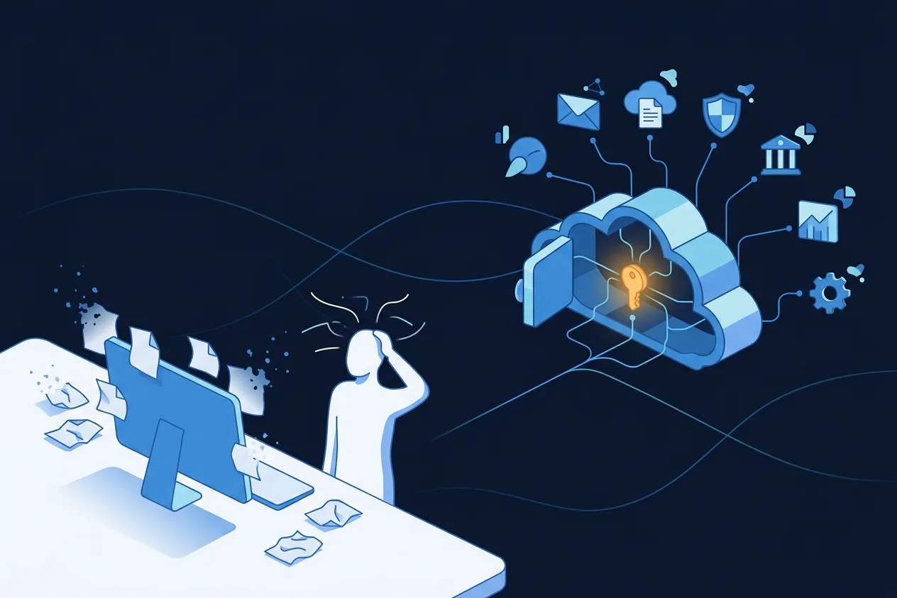 Illustration zum Thema: Passwortmanager statt Zettel am Bildschirm